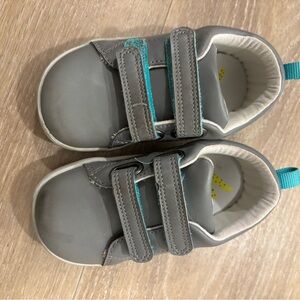 Gray and Blue Sneakers with Velcro Straps